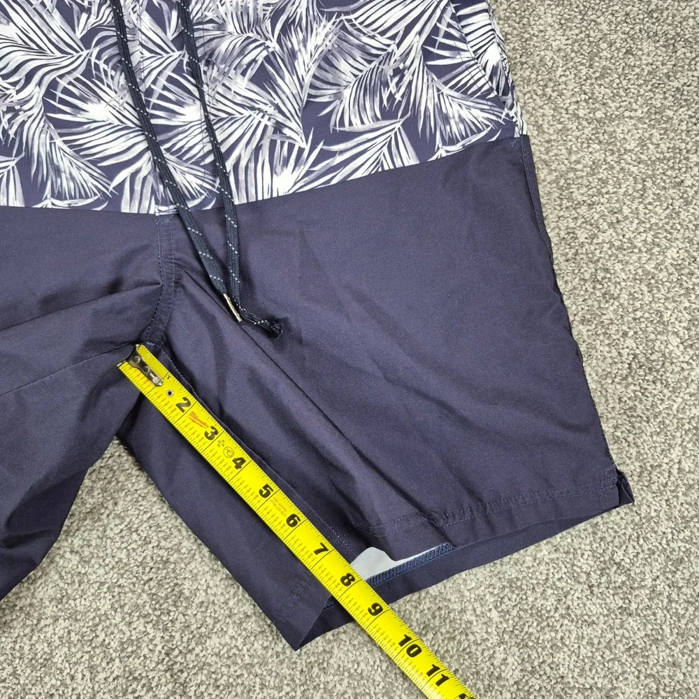 Fair Harbor Swim Shorts Mens Medium Navy Blue Tropical Print Anchor Trunks 8